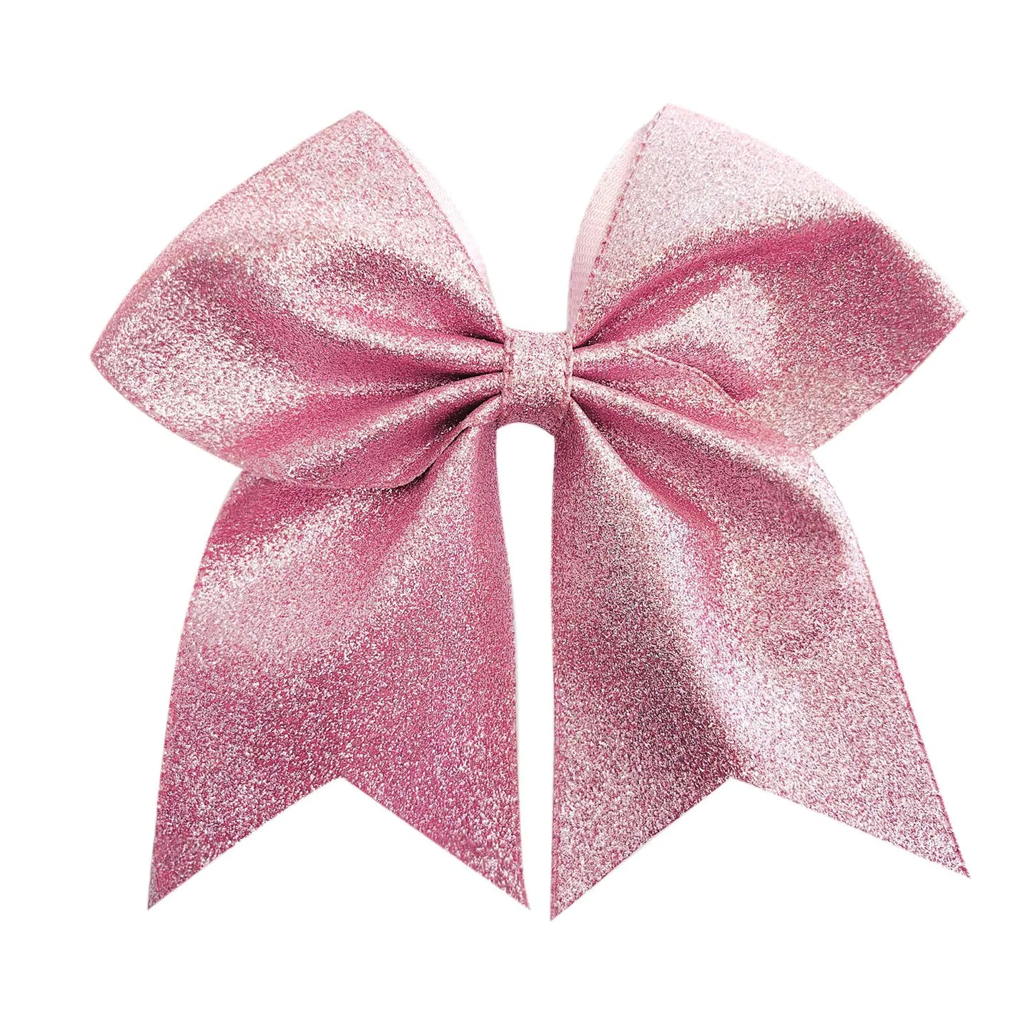 7" Large Glitter Cheer Hair Bows Clip for Girls and woman - Sparkling Pink