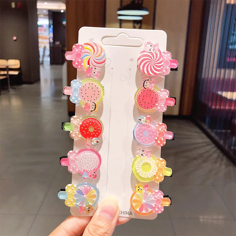 10PCS Cute Cartoon Ice Cream Hair Clips for Kids