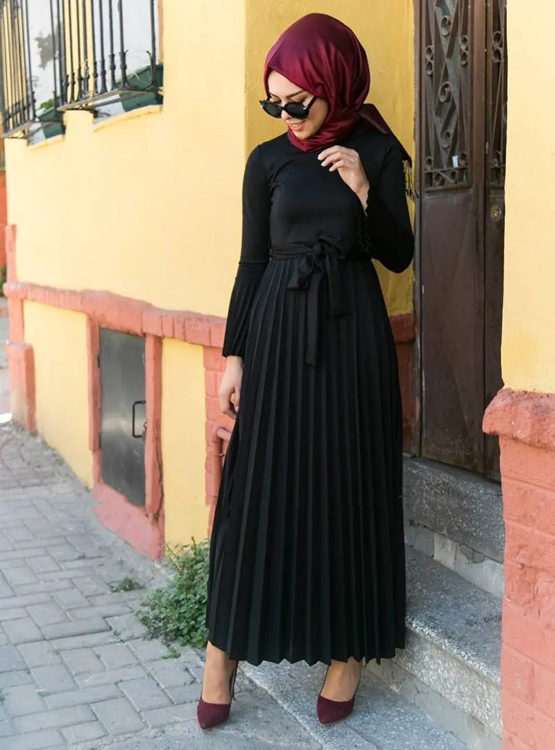 2020 Fashion Knit Cotton Pleated Maxi Dress with Cardigan