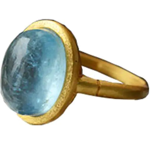 Aquamarine Gold Plated Crystal Stone Ring