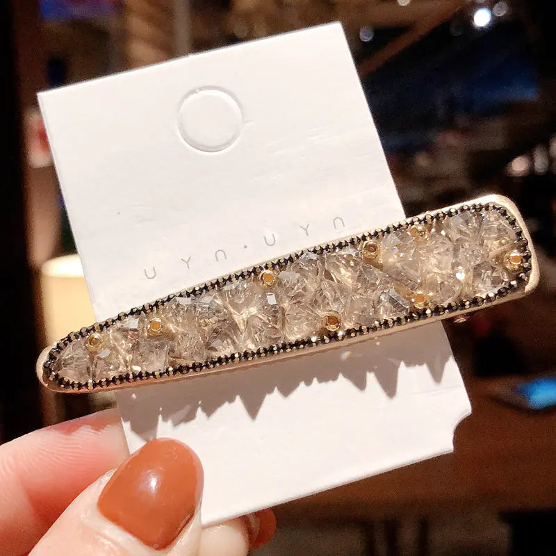 Korean Crystal Hair Clips with Rhinestone Edges