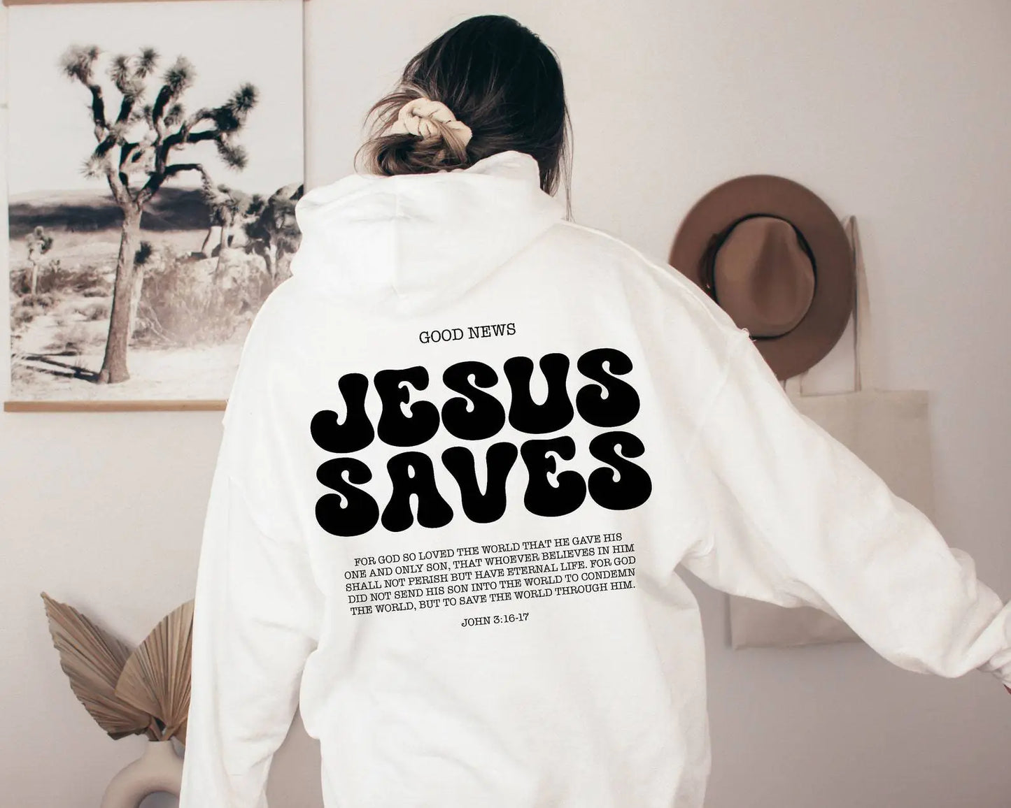 Jesus Saves Hoodie with Bible Verses for Church