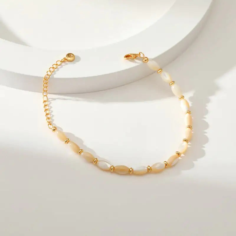 Elegant 18K Gold Plated Shell Pearl Bracelet