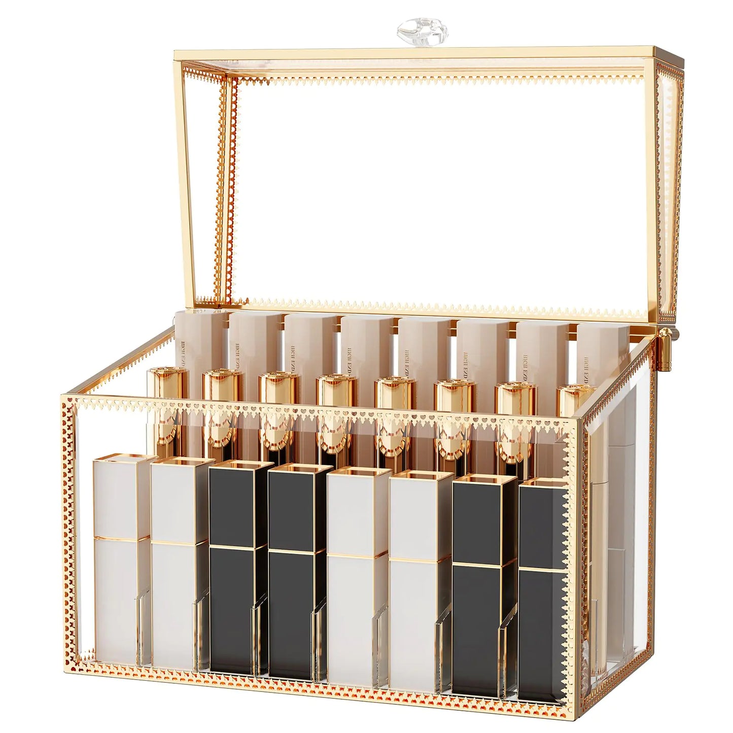 Youdepot Lipstick Organizer Holder - 24 Spaces Tempered Glass Lip Gloss and Perfume OrganizerVanity Lipstick Holder and Organizer.