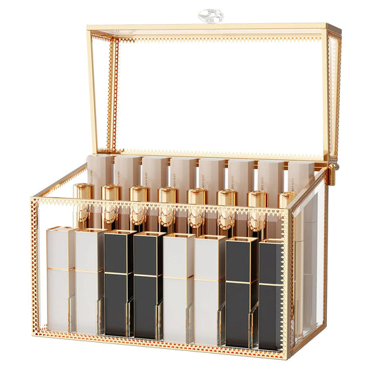 Youdepot Lipstick Organizer Holder - 24 Spaces Tempered Glass Lip Gloss and Perfume OrganizerVanity Lipstick Holder and Organizer.