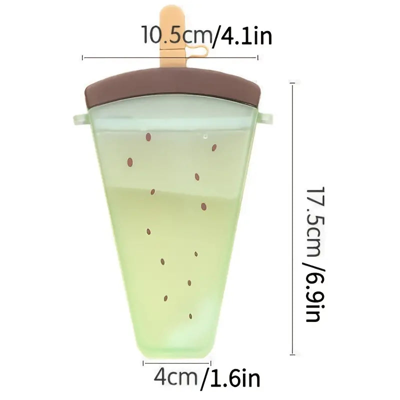 Cute Fruit Print Popsicle Water Bottle with Straw (1pc)