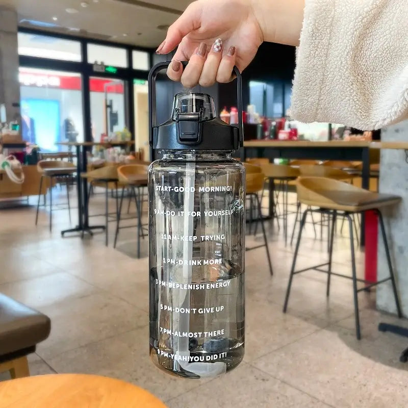 64OZ Motivational Water Bottle with Time Markings