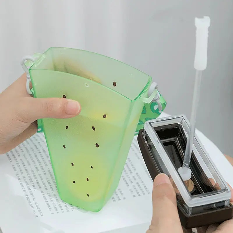 Cute Fruit Print Popsicle Water Bottle with Straw (1pc)