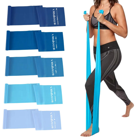 5 Pcs Professional Resistance Bands. Latex-Free Elastic Band Work Out Bands Stretch Bands for Working Out Women or Men Exercise Bands Set for Physical Therapy Yoga Pilates (Gradient Blue Set)