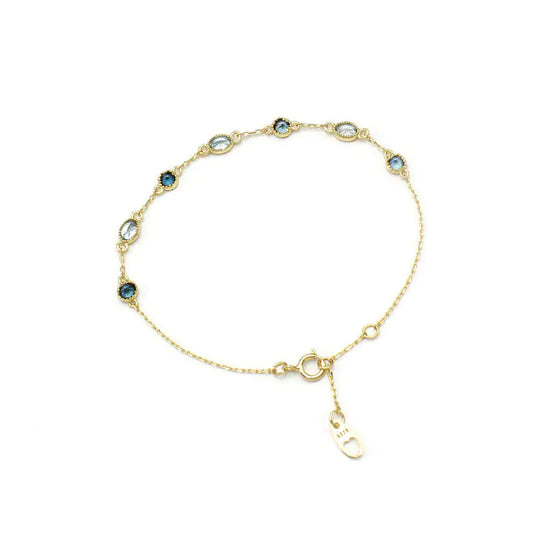 Luxury Blue Topaz Bracelet for Women, Gold-Plated 925 Silver