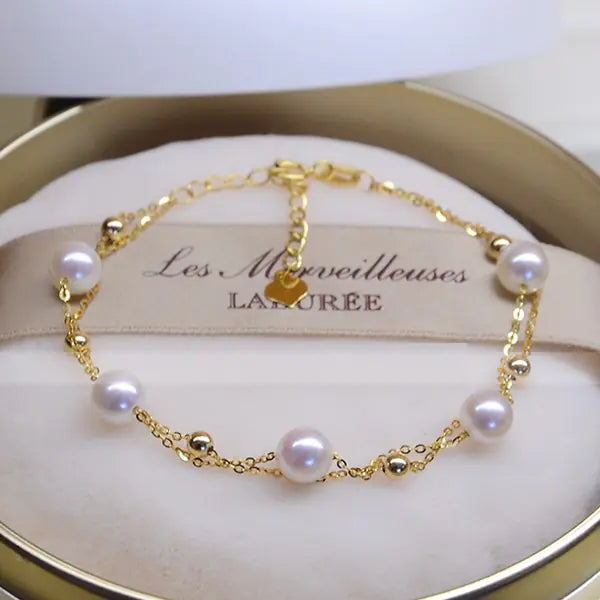 18k Gold Adjustable Double-layer Pearl Bracelet