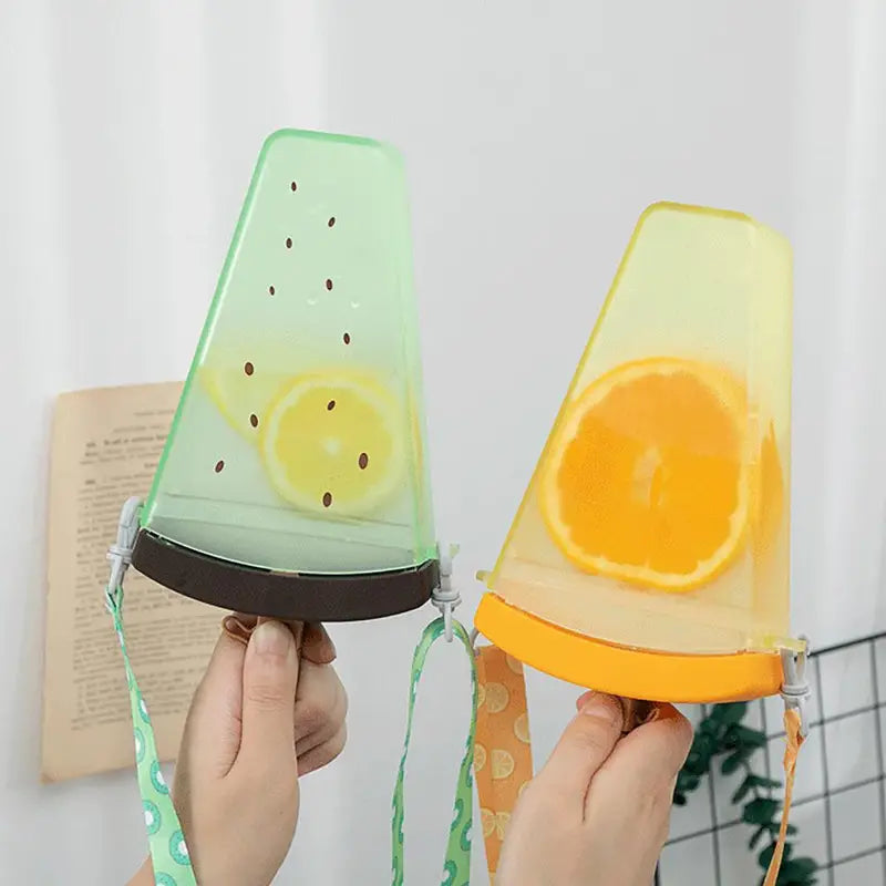 Cute Fruit Print Popsicle Water Bottle with Straw (1pc)