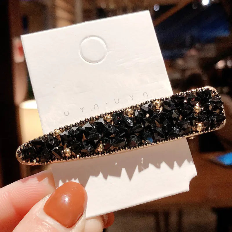 Korean Crystal Hair Clips with Rhinestone Edges