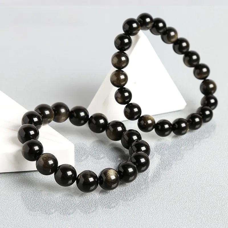 Gold Obsidian Minimalist Men's Bracelet