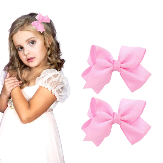 3 Inch Pink Hair Bow Clips for Girls - Set of 2