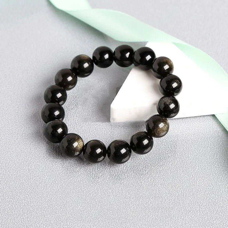 Gold Obsidian Minimalist Men's Bracelet