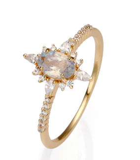 Elongated Stone White Zirconia Star Ring