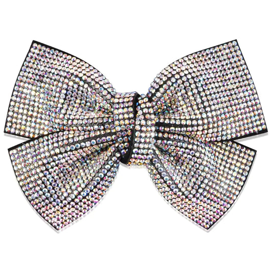 AHONEY Rhinestone Hair Accessories: Glitter Barrettes Bling Hair Clips & Bows for Women Girls - Holiday Gift (AB Silver)