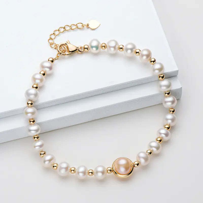 2024 14K Gold-Plated Pearl Bracelet for Women