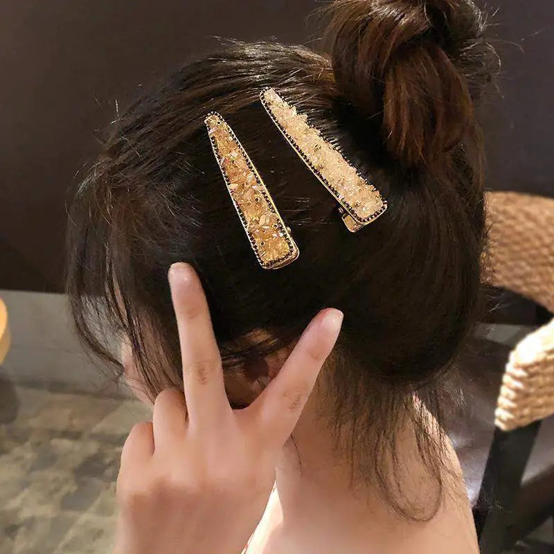 Korean Crystal Hair Clips with Rhinestone Edges