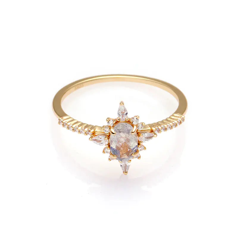 Elongated Stone White Zirconia Star Ring